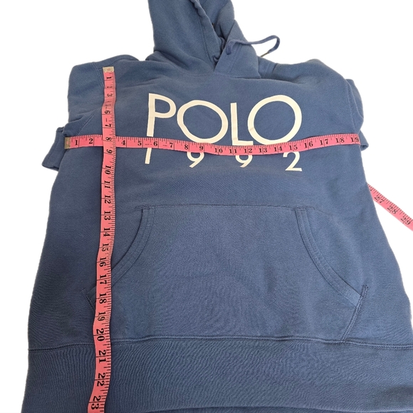 Polo Ralph Lauren 1992 Hoodie Medium Cotton-Blend Logo Fleece Pullover Blue - Picture 4 of 9